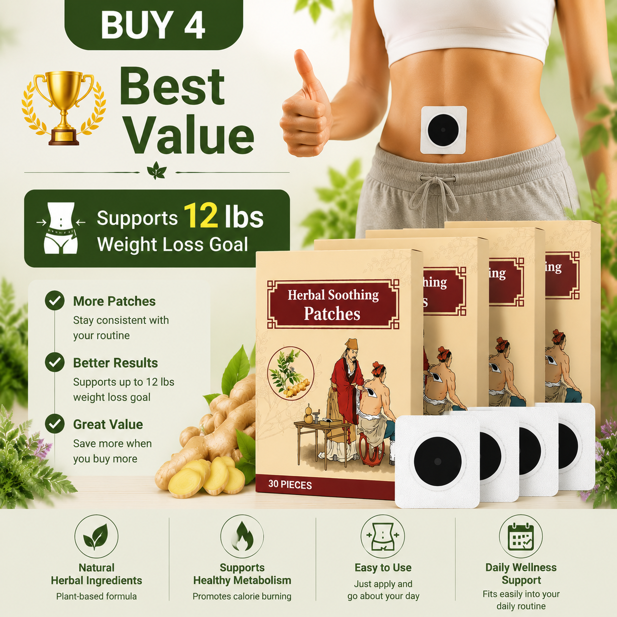Herbal Soothing Belly Patch – Natural Herbal Support to Help You Feel Lighter and Easier All Day-ZZ